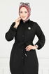 Beli Tünelli Tesettür Takım 410DVL817-MS Siyah - Thumbnail