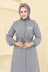 Beli Tünelli Tesettür Takım 439DVL897-M Gri - Thumbnail