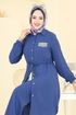 Beli Tünelli Tesettür Takım 439DVL897-M İndigo - Thumbnail