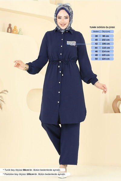 MRV D.V.L. - Beli Tünelli Tesettür Takım 439DVL897-M Laci - 358282