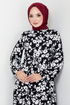 Beli Tunneled Patterned Dress 9702HBS932-M Black - Thumbnail