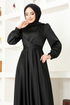 Belt Abendkleid END5599 Schwarz - Thumbnail