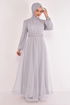 Belt Abendkleid Grau ASM2456 - Thumbnail