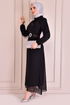 Belt Chiffon Dress Black EFS12441 - Thumbnail