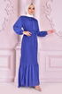 Belt Chiffon Dress Indigo NEV14050 - Thumbnail