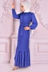 Belt Chiffon Kleid Indigo NEV14050 - Thumbnail