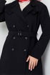 Belt Detailed Trench coat 16122BSK984-M Black - Thumbnail