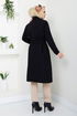 Belt Detailed Trench coat 16122BSK984-M Black - Thumbnail