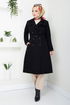 Belt Detailed Trench coat 16122BSK984-M Black - Thumbnail