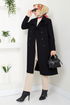 Belt Detailed Trench coat 16122BSK984-M Black - Thumbnail