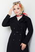 Belt Detailed Trench coat 16122BSK984-M Black - Thumbnail