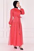 Belt Gauze Dress Pomegranate The Flower ASM2444 - Thumbnail