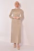 Belt Kleid Beige ASM2558 - Thumbnail