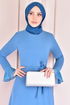 Belt Kleid Blau KNZ4125 - Thumbnail