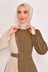 Belt Kleid Dunkel Camel ASM2549 - Thumbnail