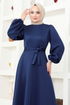 Belt Kleid END5565 Dunkelblau - Thumbnail