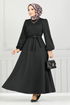 Belt Kleid END5565 Schwarz - Thumbnail