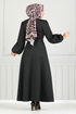 Belt Kleid END5565 Schwarz - Thumbnail