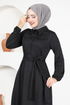 Belt Kleid MSL1147 Schwarz - Thumbnail