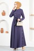 Belt Kleid MSL4322 Dunkel Lila - Thumbnail