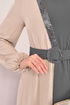 Belt Kleid Offen Grau ASM2549 - Thumbnail