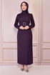 Belt Kleid Purpur ASM2558 - Thumbnail