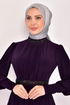 Belt Kleid Purpur ASM2596 - Thumbnail