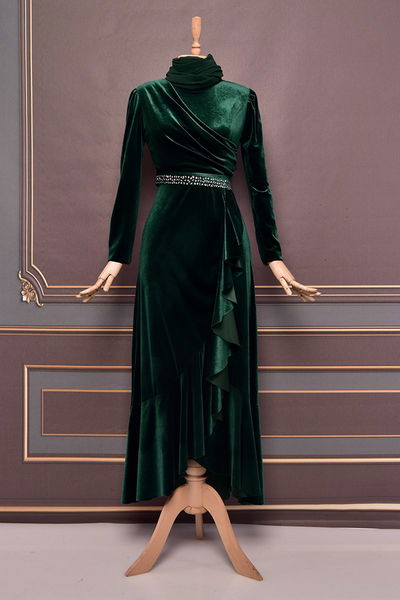 ASM - Belt Samt Abendkleid Smaragde ASM2531