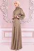 Belt Satin Dress Mink NEV14823 - Thumbnail