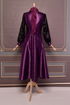 Belt Satin Dress Purple ASM2537 - Thumbnail