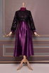 Belt Satin Dress Purple ASM2537 - Thumbnail