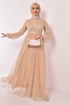 Belt Tüll Kleid Beige ASM2434 - Thumbnail