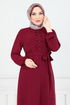 Belted Aerobin Dress 224ASN936-M Burgundy - Thumbnail