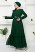 Belted Chiffon Evening dress 5621END900-M Emerald - Thumbnail