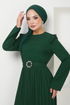 Belted Chiffon Evening dress 5621END900-M Emerald - Thumbnail