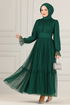 Belted Chiffon Evening dress END5521 Emerald - Thumbnail