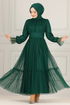 Belted Chiffon Evening dress END5521 Emerald - Thumbnail