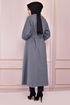 Belted Coat Blue END5092 - Thumbnail