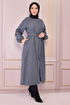 Belted Coat Blue END5092 - Thumbnail