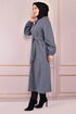 Belted Coat Blue END5092 - Thumbnail