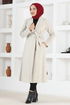 Belted Coat Ecru END7519 - Thumbnail