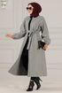 Belted Coat Grey END5092 - Thumbnail