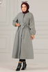 Belted Coat Grey END5092 - Thumbnail