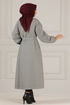 Belted Coat Grey END5092 - Thumbnail