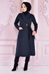 Belted Coat Navy blue END5172 - Thumbnail