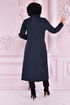 Belted Coat Navy blue END5172 - Thumbnail