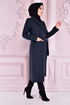 Belted Coat Navy blue END5172 - Thumbnail