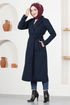 Belted Coat Navy blue END7519 - Thumbnail