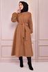 Belted Coat Taba END5092 - Thumbnail