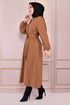 Belted Coat Taba END5092 - Thumbnail